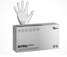 Nitrilové rukavice NITRIL SPARKLE 100 ks, nepudrované, perleťově stříbrné, 4.0 g