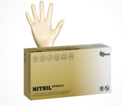 Nitrilové rukavice NITRIL SPARKLE 100 ks, nepudrované, perleťově zlaté, 4.0 g