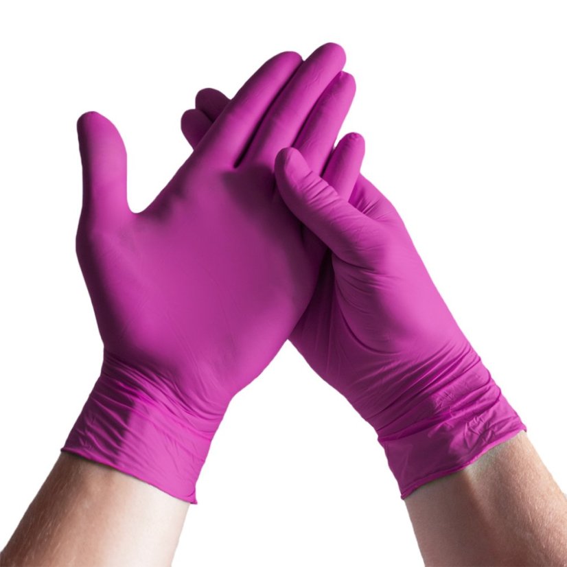 Nitrilové rukavice NITRIL IDEAL 100 ks, nepudrované, magenta, 3.5 g - Velikost: M