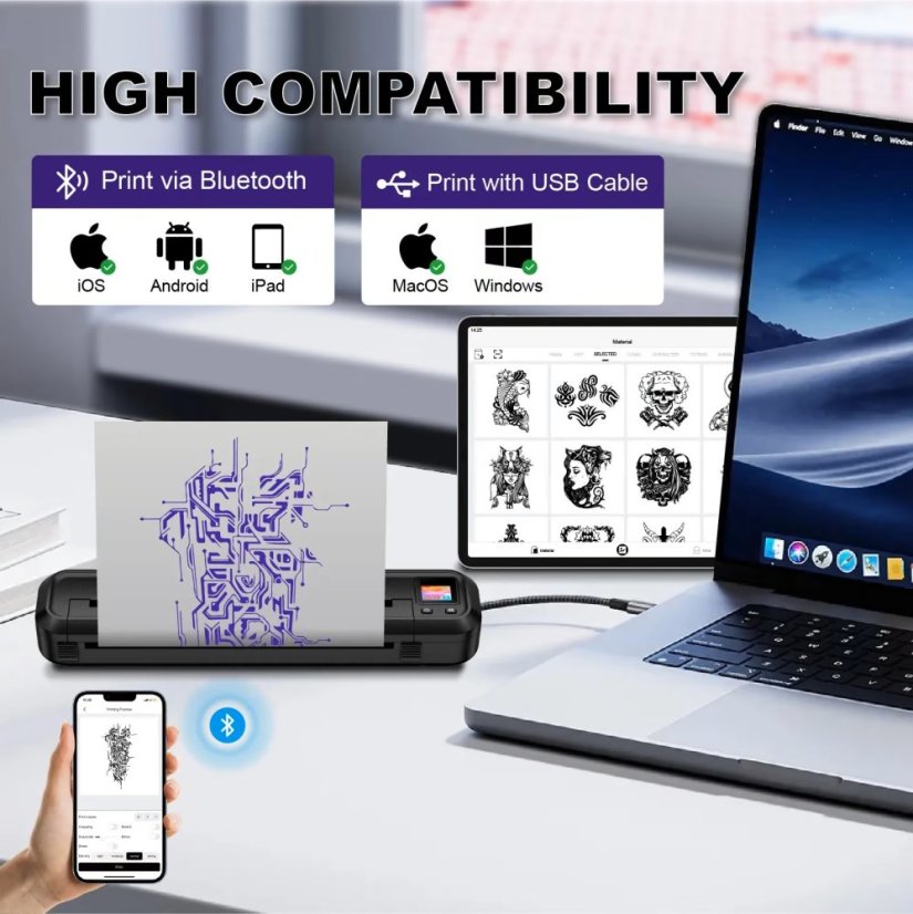 Bluetooth Thermal Tattoo Stencil Printer